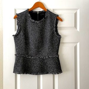 BCBG peplum sleeveless top. Tweed look